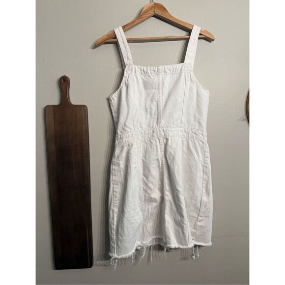Boyish White Denim Button Front Square Neck Sleeveless Kennedy Mini Dress Small - Picture 2 of 6